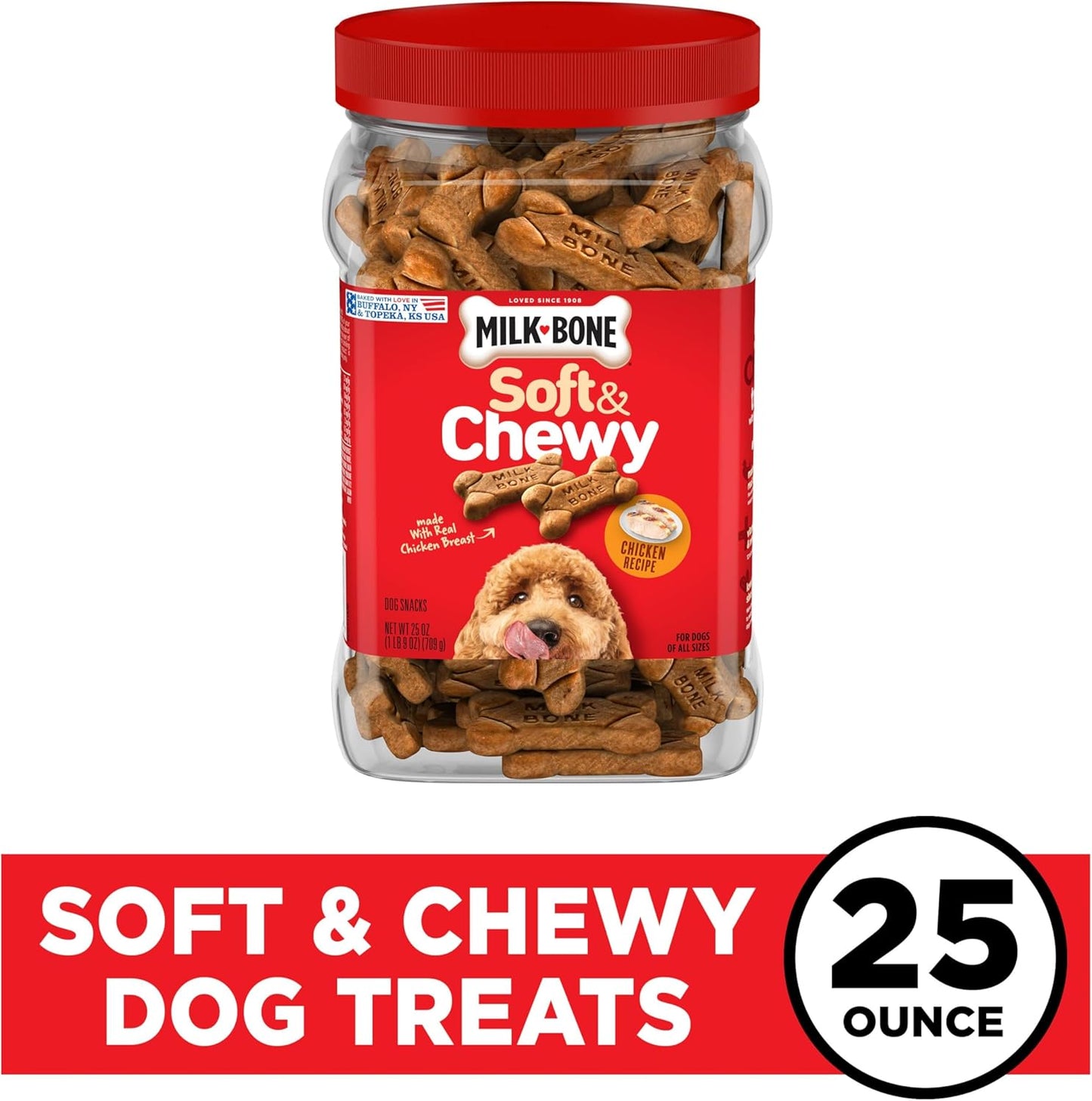 Soft & Chewy Dog Treats, Chicken Recipe with Chicken Breast, 25 Ounce Container