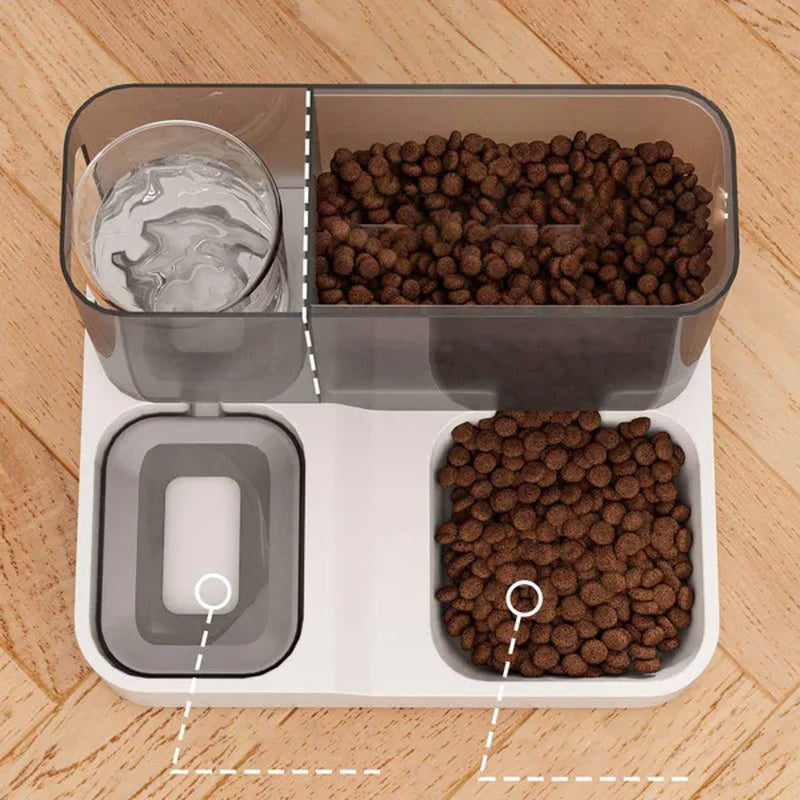 Dog Cat Feeder and Water Dispenser, 2 in 1 Automatic Pet Food Bowls for Small Dog Puppy Cat